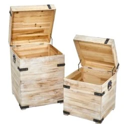 Decorative White Wash Storage Boxes-Trunks With Metal Detail (Set Of 2) -Artificial Trees Store artificial decorative white wash storage boxes trunks with metal detail set of 2 nearly natural 456661