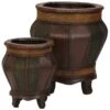 Decorative Wood Panel Planters (Set Of 2)