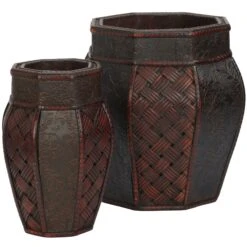 Design And Weave Panel Decorative Planters (Set Of 2)