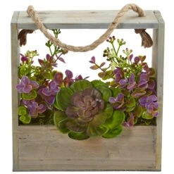 Echeveria Succulent And Eucalyptus Artificial Plant In Hanging Frame -Artificial Trees Store artificial echeveria succulent and eucalyptus artificial plant in hanging frame nearly natural 824889