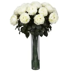 Fancy Rose Silk Flower Arrangement -Artificial Trees Store artificial fancy rose silk flower arrangement nearly natural white 595408