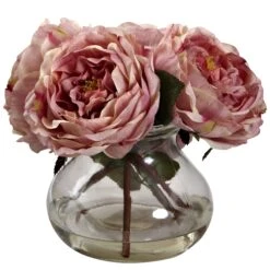 Fancy Rose W/Vase -Artificial Trees Store artificial fancy rose wvase nearly natural pink 883164