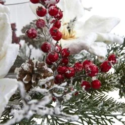 Frosted Magnolia & Berry Artificial Arrangement Candelabrum -Artificial Trees Store artificial frosted magnolia berry artificial arrangement candelabrum nearly natural 387766