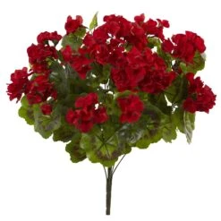 Artificial Geraniums Bush UV Resistant (Set Of 3)