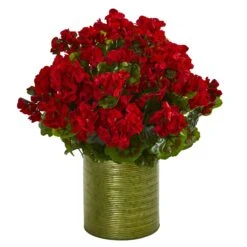 Geranium Artificial Plant In Metal Planter UV Resistant (Indoor/Outdoor)