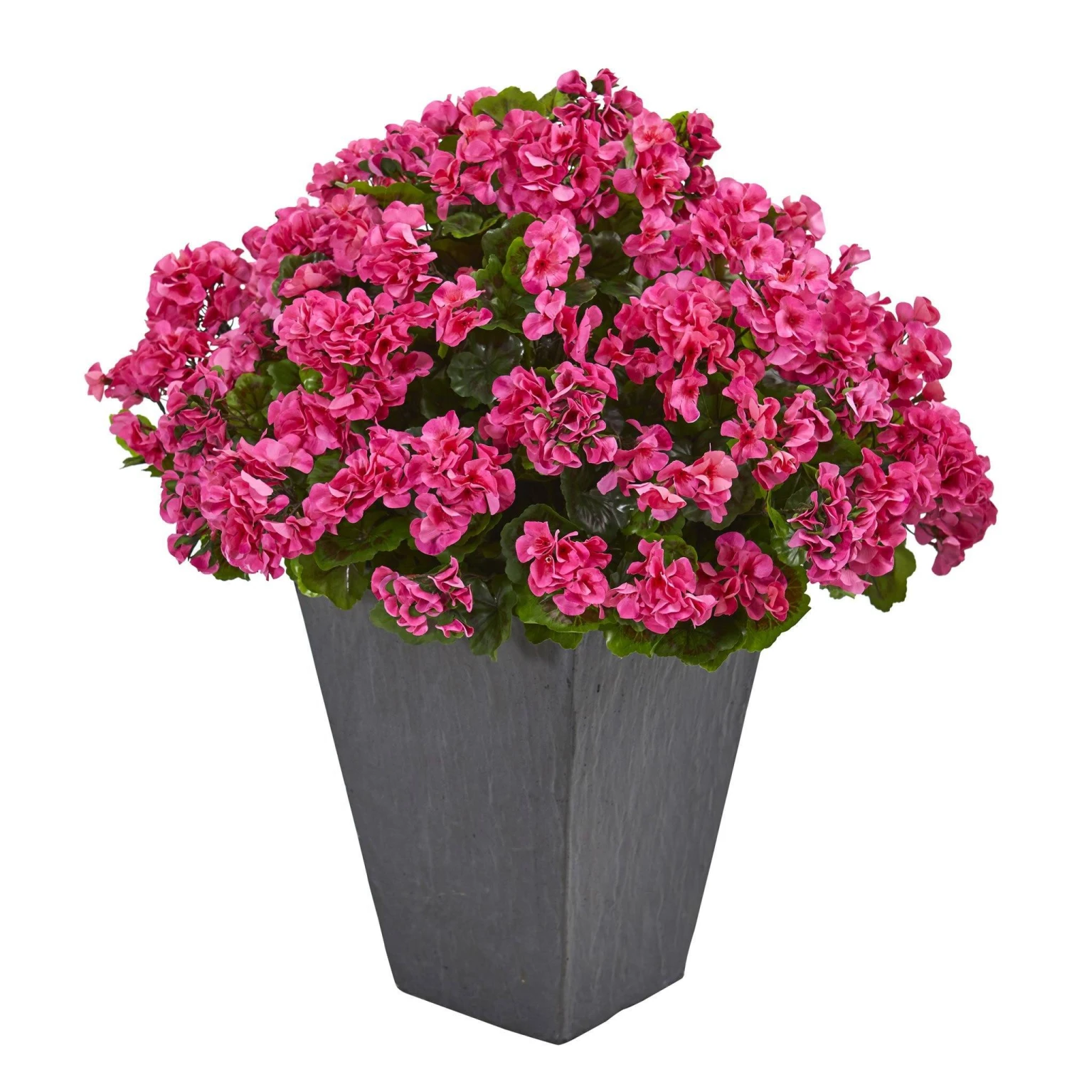 Geranium Artificial Plant In Slate Plater UV Resistant (Indoor/Outdoor) 1 Geranium Artificial Plant In Slate Plater UV Resistant (Indoor/Outdoor)