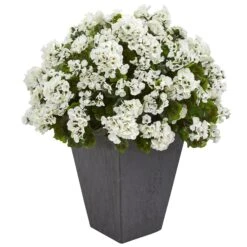 Geranium Artificial Plant In Slate Plater UV Resistant (Indoor/Outdoor) 5 Geranium Artificial Plant In Slate Plater UV Resistant (Indoor/Outdoor) -Artificial Trees Store artificial geranium artificial plant in slate plater uv resistant indooroutdoor nearly natural white 507553