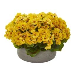 Geranium Artificial Plant In Stone Planter UV Resistant (Indoor/Outdoor) -Artificial Trees Store artificial geranium artificial plant in stone planter uv resistant indooroutdoor nearly natural yellow 715758