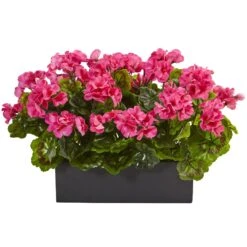 Artificial Geranium In Rectangular Planter UV Resistant (Indoor/Outdoor)