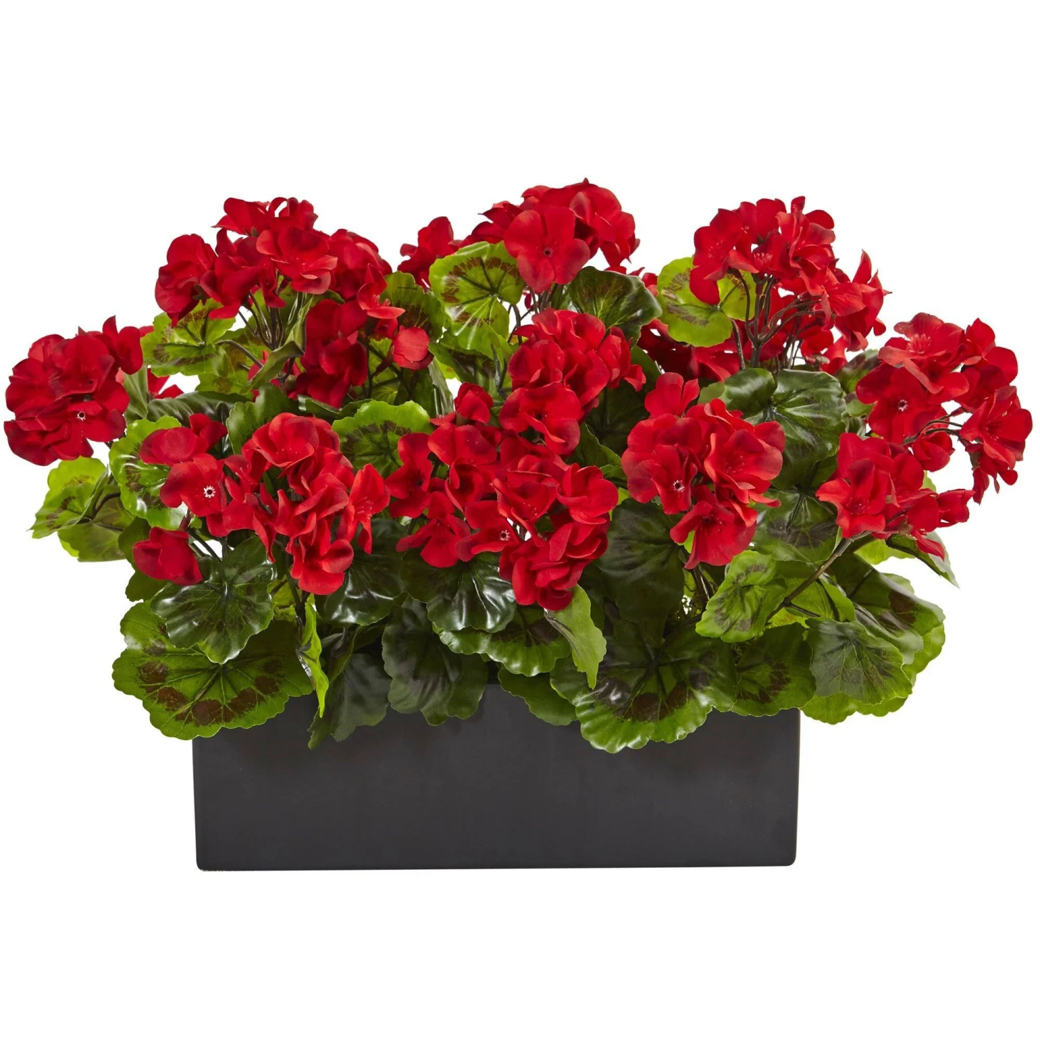 Artificial Geranium In Rectangular Planter UV Resistant (Indoor/Outdoor) 2 Artificial Geranium In Rectangular Planter UV Resistant (Indoor/Outdoor) - Image 2
