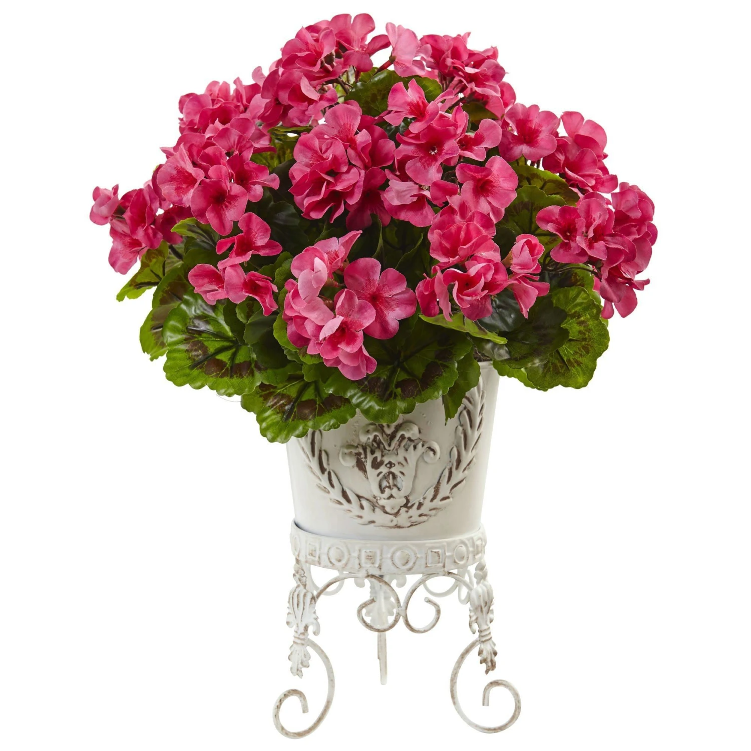 Geranium With Metal Planter UV Resistant (Indoor/Outdoor) 2 Geranium With Metal Planter UV Resistant (Indoor/Outdoor) - Image 2