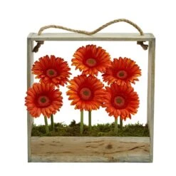 Gerber Daisy Garden In Hanging Frame -Artificial Trees Store artificial gerber daisy garden in hanging frame nearly natural 963857