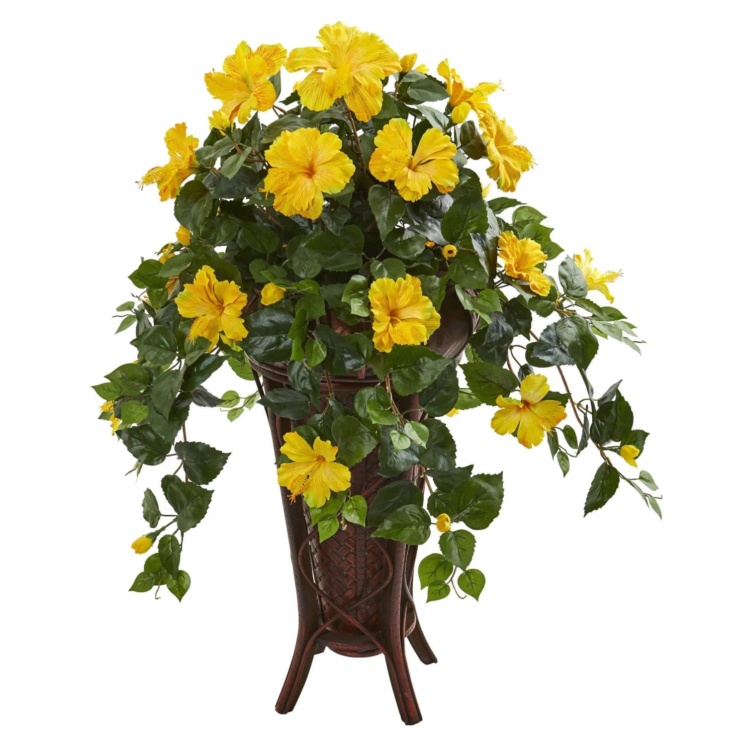 Hibiscus Artificial Plant In Stand Planter 1 Hibiscus Artificial Plant In Stand Planter