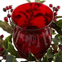 Holly Berry Candle Holder -Artificial Trees Store artificial holly berry candleabrum nearly natural 690077
