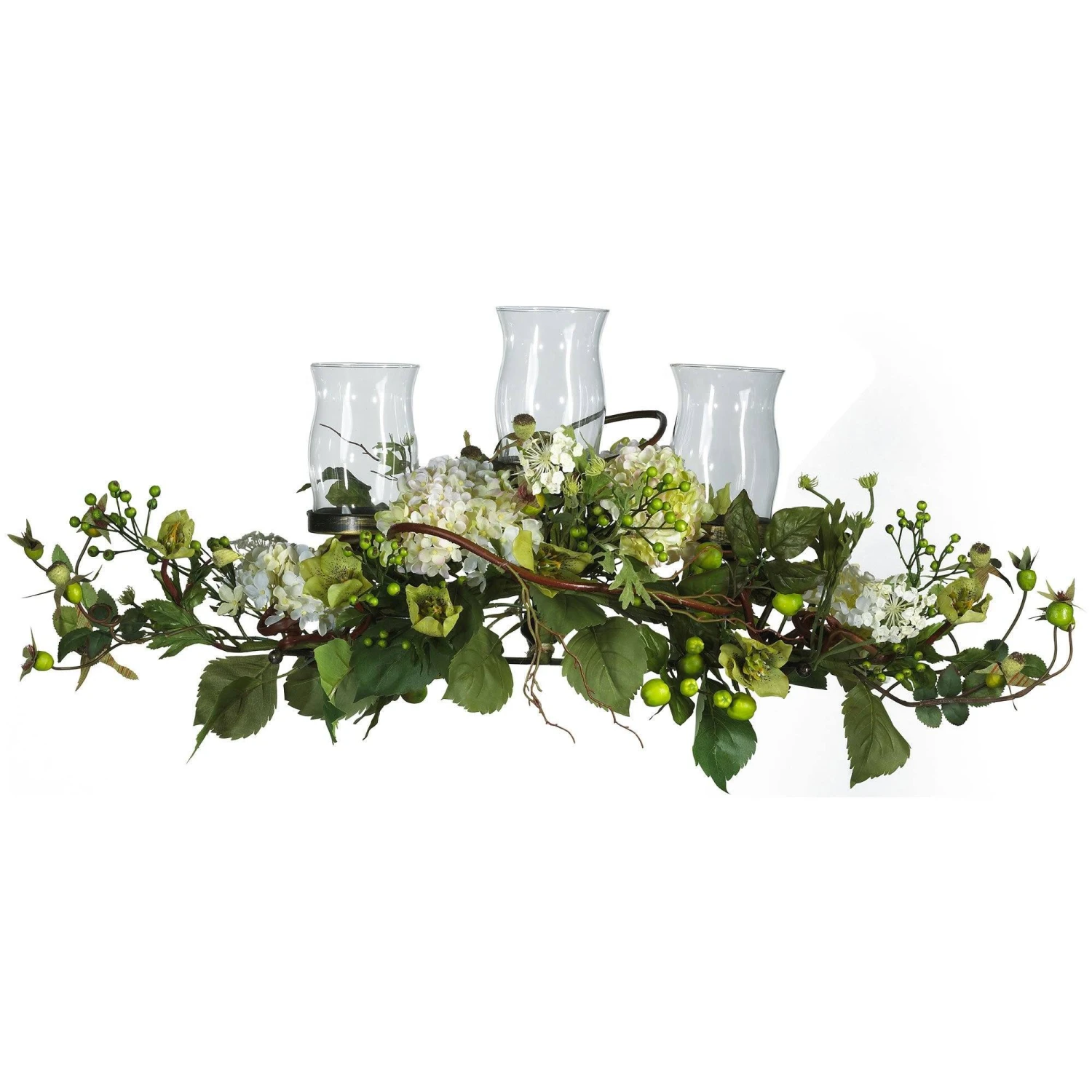 Hydrangea Triple Candle Holder Centerpiece 1 Hydrangea Triple Candle Holder Centerpiece