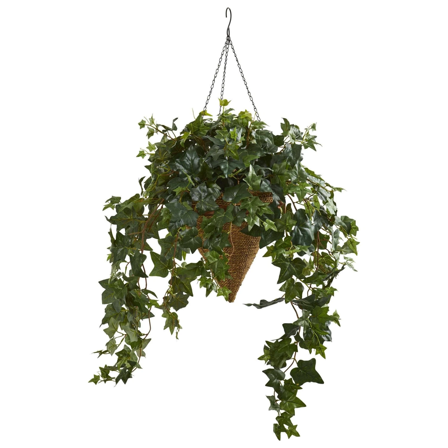 Ivy Artificial Plant In Cone Hanging Basket Basket 1 Ivy Artificial Plant In Cone Hanging Basket Basket