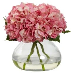 Large Blooming Hydrangea W/Vase 7 Large Blooming Hydrangea W/Vase -Artificial Trees Store artificial large blooming hydrangea wvase nearly natural pink 610760