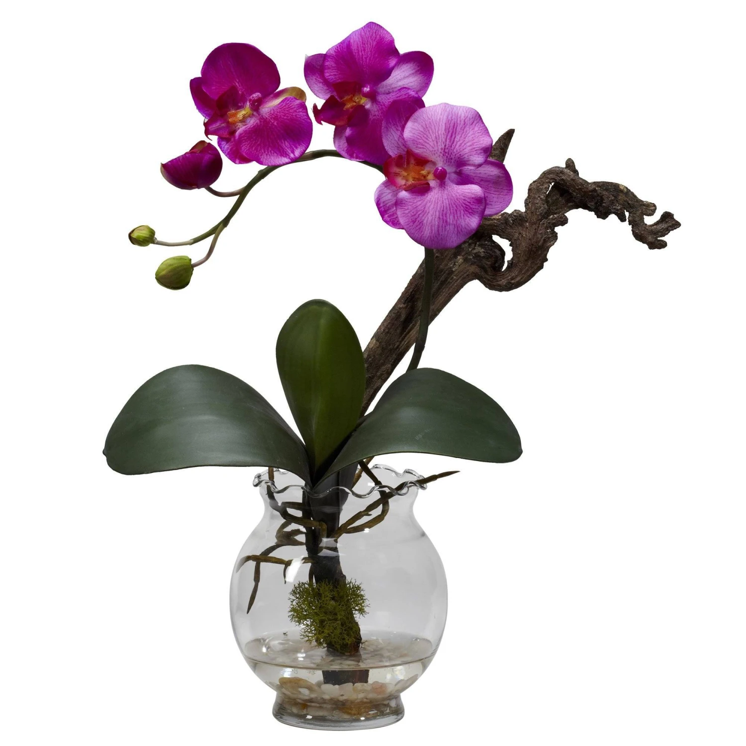 Mini Phalaenopsis W/Fluted Vase Silk Flower Arrangement 1 Mini Phalaenopsis W/Fluted Vase Silk Flower Arrangement