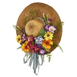 Mixed Flower Hat Wreath -Artificial Trees Store artificial mixed flower hat wreath nearly natural 289684