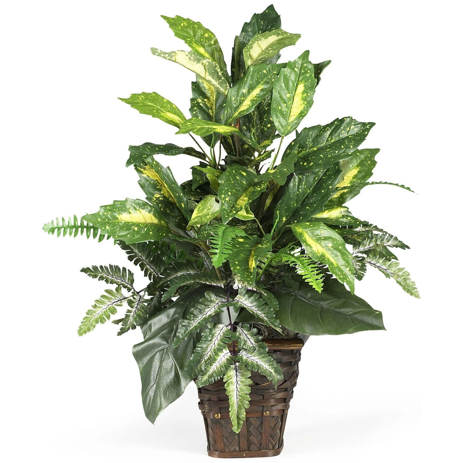 Mixed Greens W/Wicker Silk Plant 1 Mixed Greens W/Wicker Silk Plant