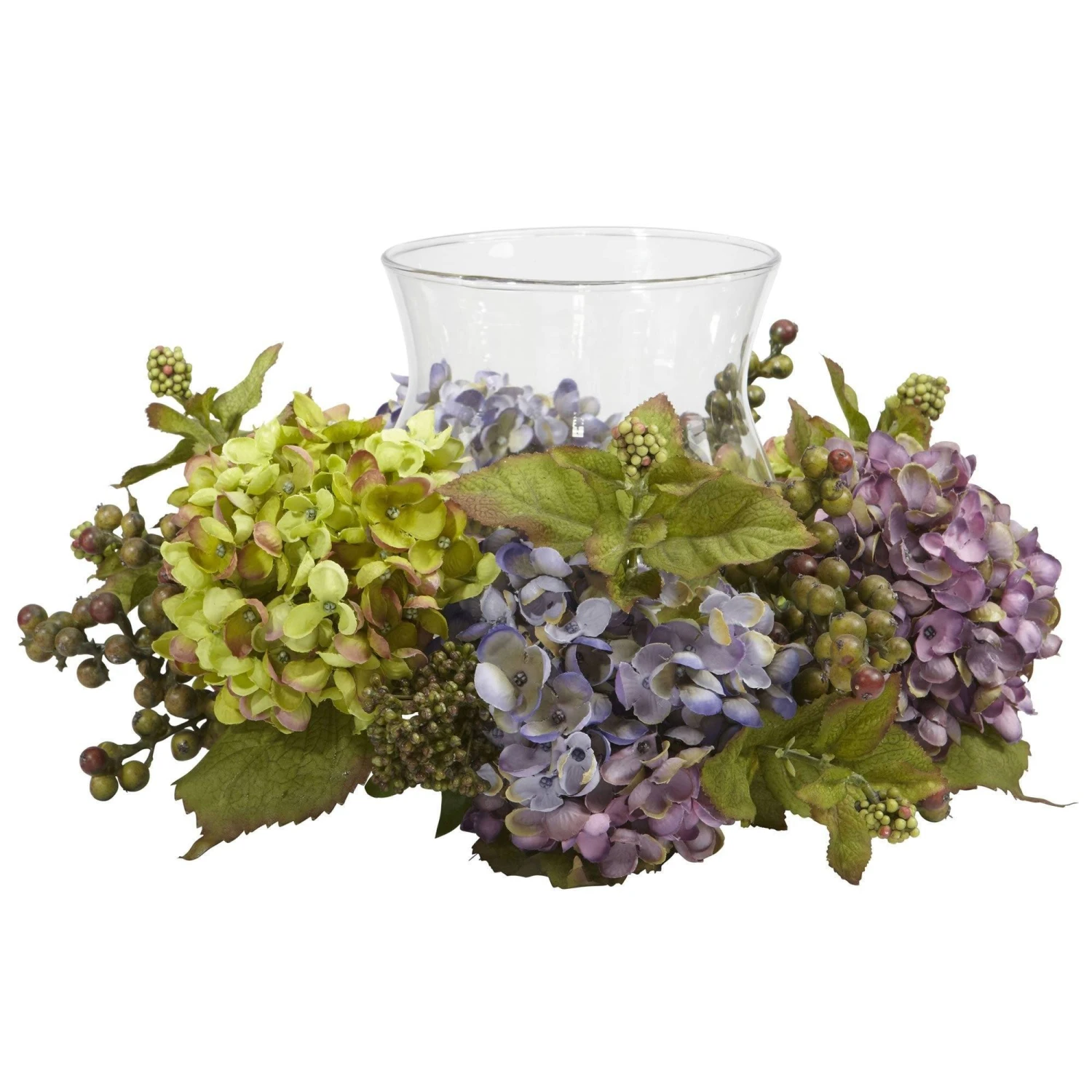 Mixed Hydrangea Candle Holder Silk Arrangement 1 Mixed Hydrangea Candle Holder Silk Arrangement