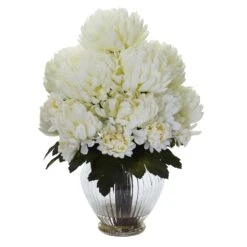 Mum Artificial Arrangement In Vase -Artificial Trees Store artificial mum artificial arrangement in vase nearly natural cream 358560