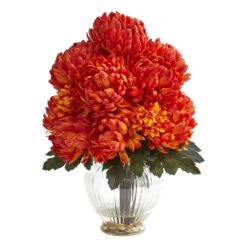 Mum Artificial Arrangement In Vase -Artificial Trees Store artificial mum artificial arrangement in vase nearly natural orange 691401