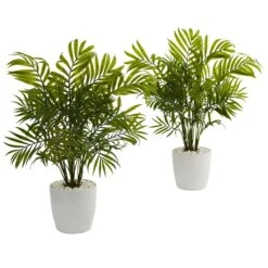 Palms In White Planter Artificial Plant (Set Of 2)
