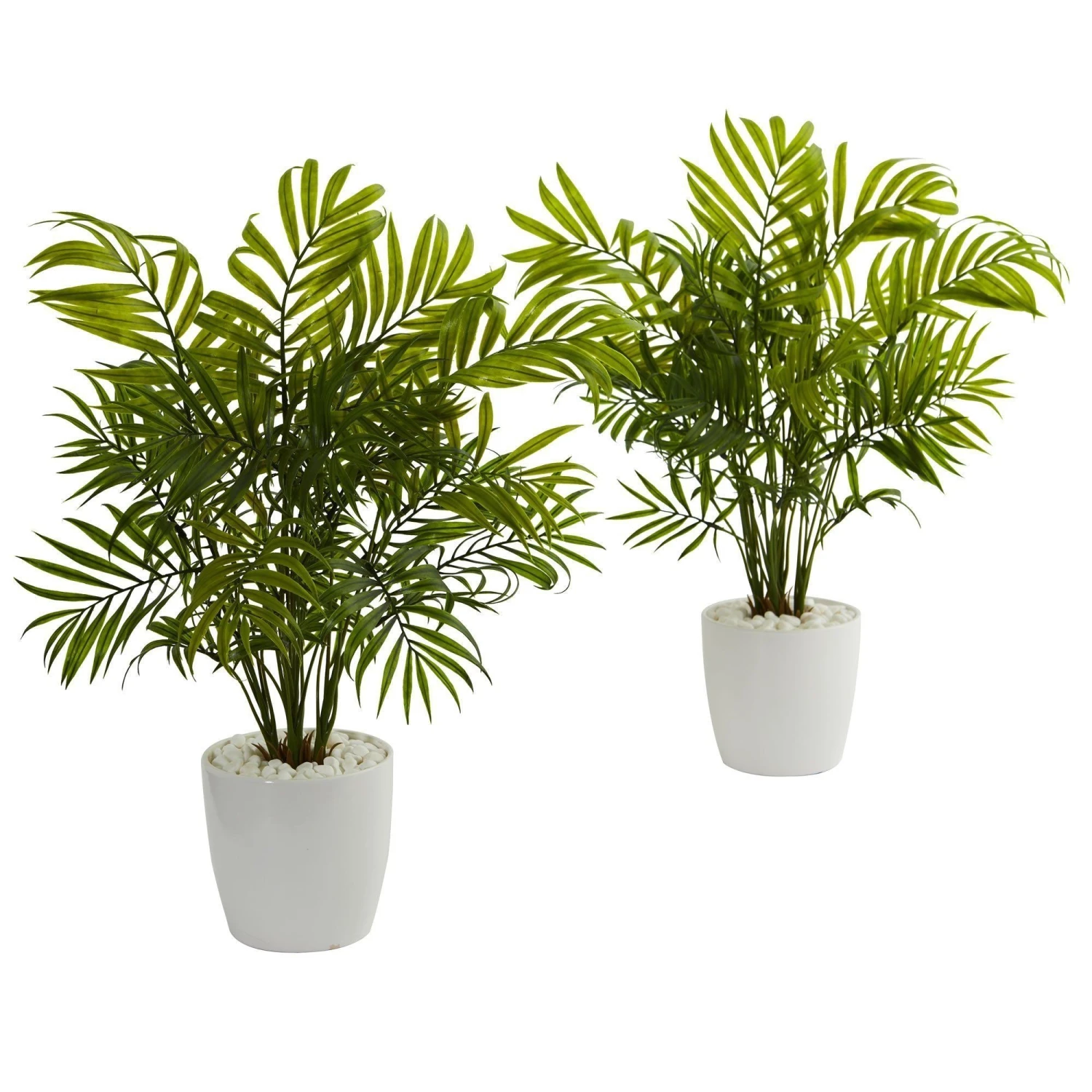 Palms In White Planter Artificial Plant (Set Of 2) 1 Palms In White Planter Artificial Plant (Set Of 2)