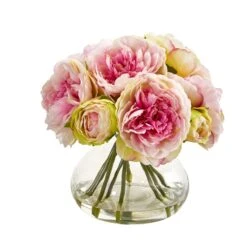 Silk Peony Artificial Arrangement In Vase