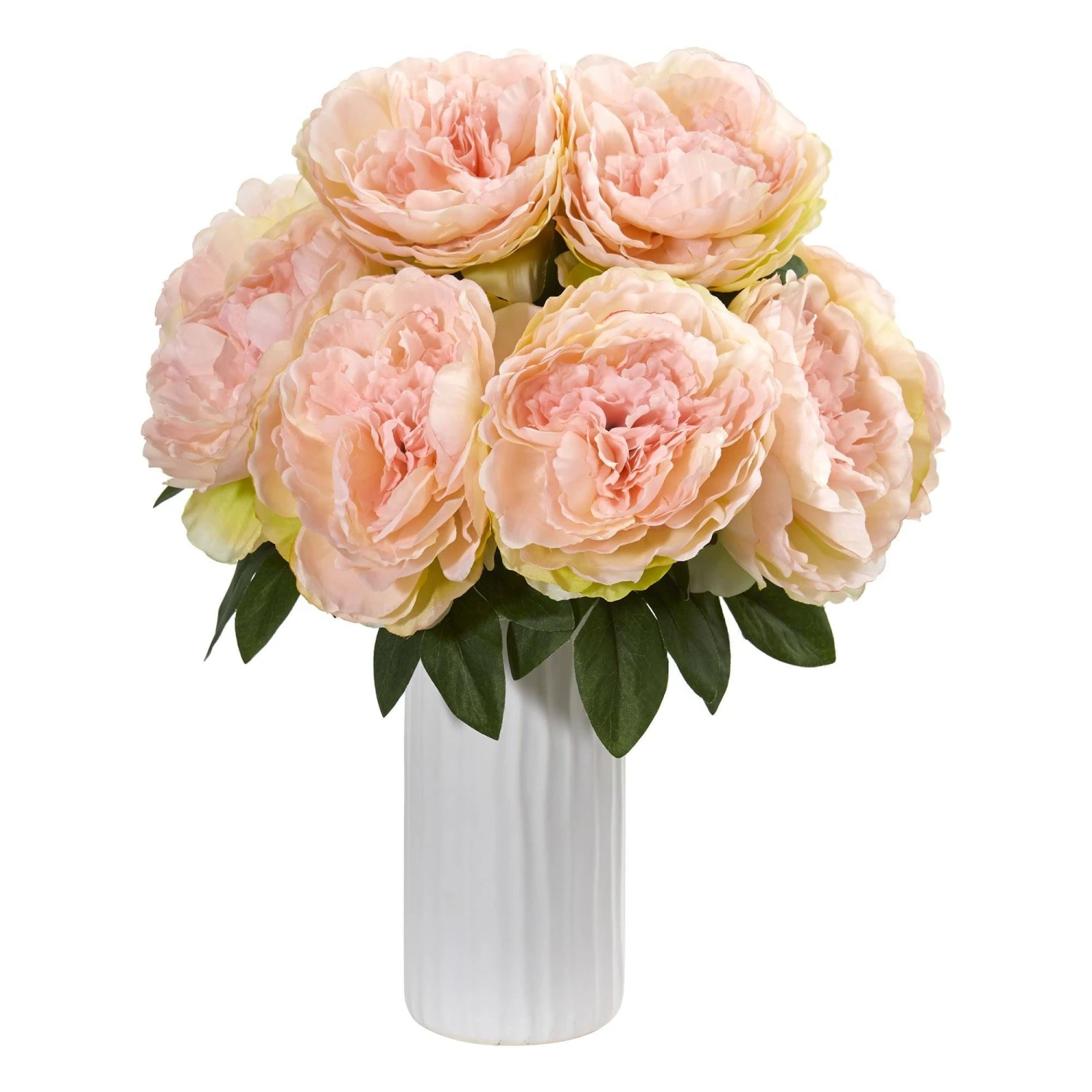 Peony Artificial Arrangement In White Vase 1 Peony Artificial Arrangement In White Vase