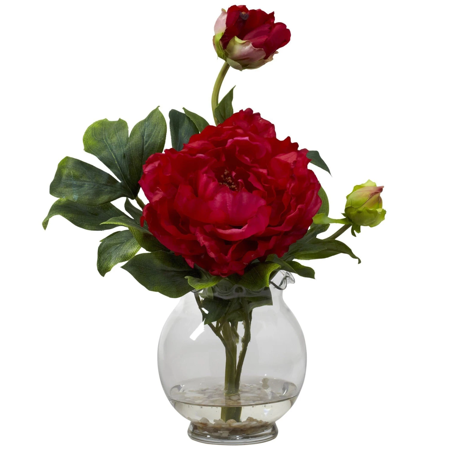 Peony W/Fluted Vase Silk Flower Arrangement 1 Peony W/Fluted Vase Silk Flower Arrangement