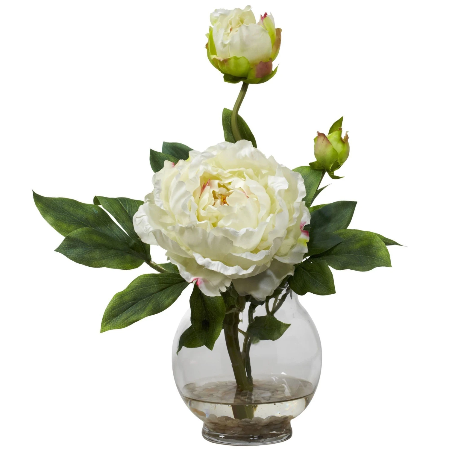 Peony W/Fluted Vase Silk Flower Arrangement 2 Peony W/Fluted Vase Silk Flower Arrangement - Image 2