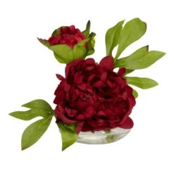 Peony W/Glass Vase (Set Of 3) -Artificial Trees Store artificial peony wglass vase set of 3 nearly natural 476468