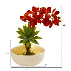 Phalaenopsis Orchid And Agave Artificial Arrangement In Vase -Artificial Trees Store artificial phalaenopsis orchid and agave artificial arrangement in vase nearly natural 882868