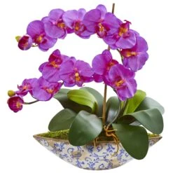 Silk Phalaenopsis Orchid Artificial Arrangement In Vase -Artificial Trees Store artificial phalaenopsis orchid artificial arrangement in vase nearly natural orchid 656078
