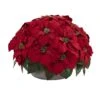 Poinsettia Artificial Plant In Stone Planter