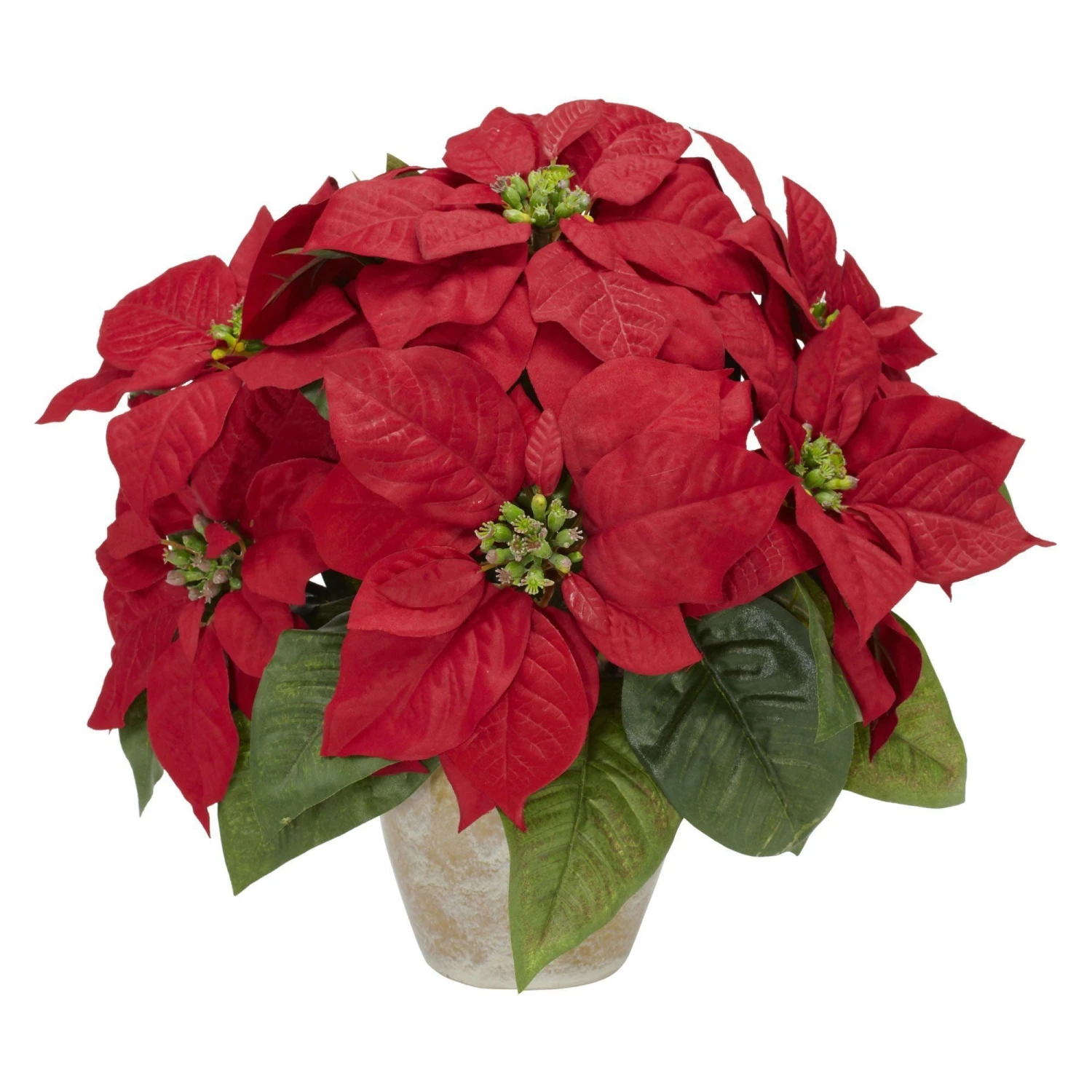 Poinsettia W/Ceramic Vase Silk Flower Arrangement 1 Poinsettia W/Ceramic Vase Silk Flower Arrangement