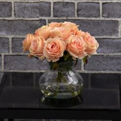Rose Arrangement W/Vase -Artificial Trees Store artificial rose arrangement wvase nearly natural 352878