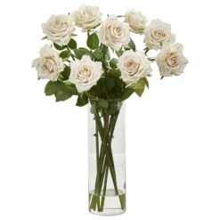 Rose Artificial Arrangement In Cylinder Vase