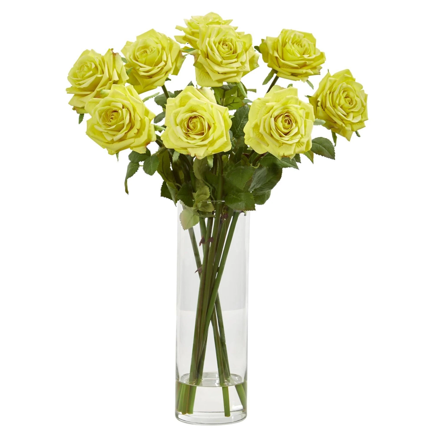 Rose Artificial Arrangement In Cylinder Vase 6 Rose Artificial Arrangement In Cylinder Vase - Image 6