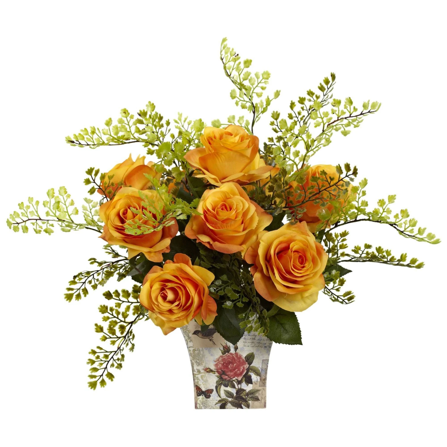 Rose & Maiden Hair W/Floral Planter 3 Rose & Maiden Hair W/Floral Planter - Image 3