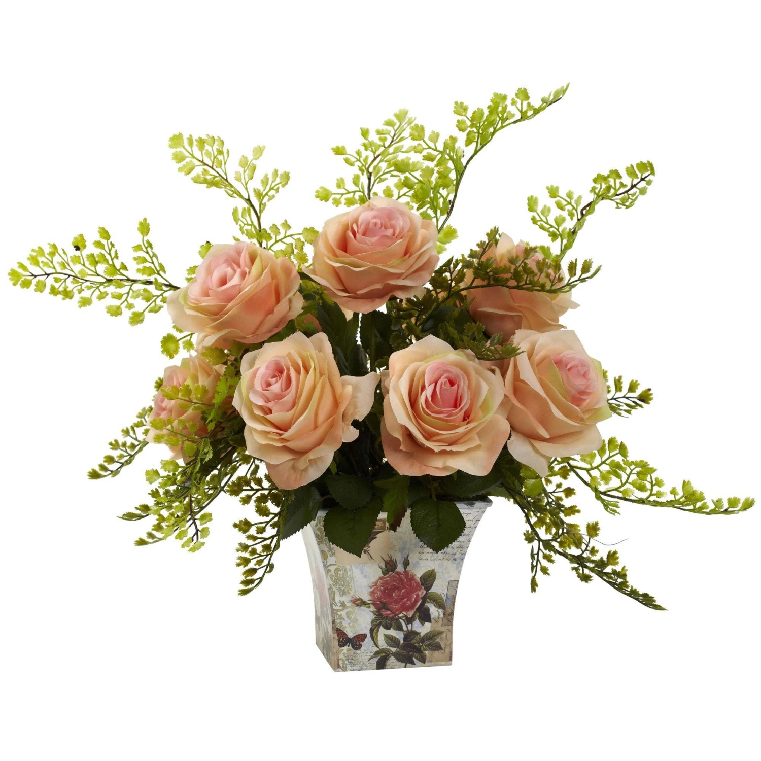 Rose & Maiden Hair W/Floral Planter 5 Rose & Maiden Hair W/Floral Planter - Image 5