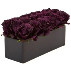 Roses In Rectangular Planter -Artificial Trees Store artificial roses in rectangular planter nearly natural 141880