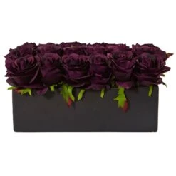 Roses In Rectangular Planter -Artificial Trees Store artificial roses in rectangular planter nearly natural 302695