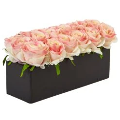Roses In Rectangular Planter -Artificial Trees Store artificial roses in rectangular planter nearly natural 869322