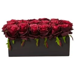 Roses In Rectangular Planter -Artificial Trees Store artificial roses in rectangular planter nearly natural 901704