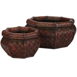 Rounded Ocatagon Decorative Planters (Set Of 2)