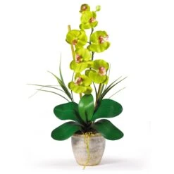 Single Stem Phalaenopsis Silk Orchid Arrangement -Artificial Trees Store artificial single stem phalaenopsis silk orchid arrangement nearly natural green 207976