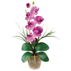 Single Stem Phalaenopsis Silk Orchid Arrangement -Artificial Trees Store artificial single stem phalaenopsis silk orchid arrangement nearly natural mauve 670554